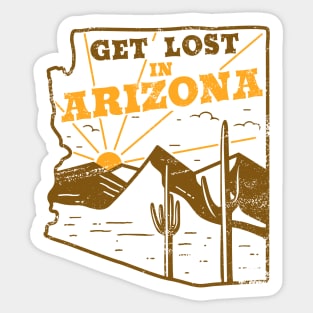 Get Lost in Arizona // Vintage Desert Landscape // Retro Tourism Badge B Sticker